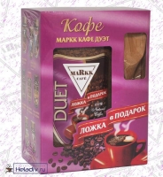 Подарочный набор Markk Кофе растворимый КАФЕ ДУЭТ (ложка из бамбука в подарок) 190 г